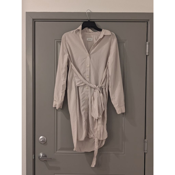 Dkny Dresses & Skirts - Women's DKNY Beige Long Sleeve Shirt Dress with Tie Waist, Size 4